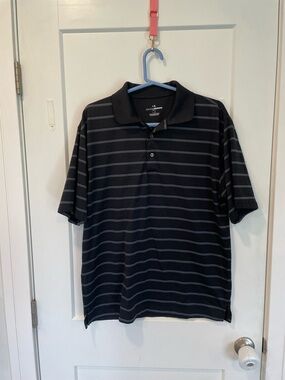 Grand Slam Black Polo with Stripe Accents Golf Shirt Mens large